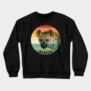 Spotted Hyena Portrait on Vintage Retro Africa Sunset Crewneck Sweatshirt